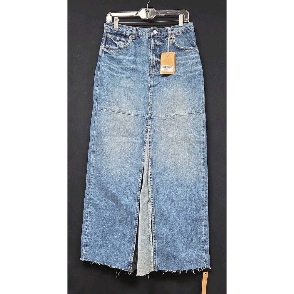 New Reformation Tazz Maxi Denim Skirt Wash Hemlock Size 28 New NWT